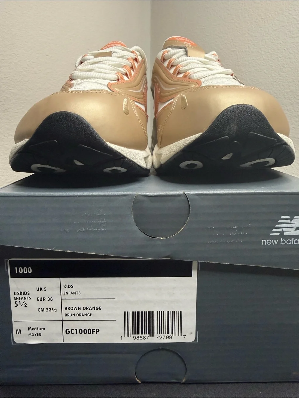 New Balance Kids 1000 Sneakers - White, Peach & Tan